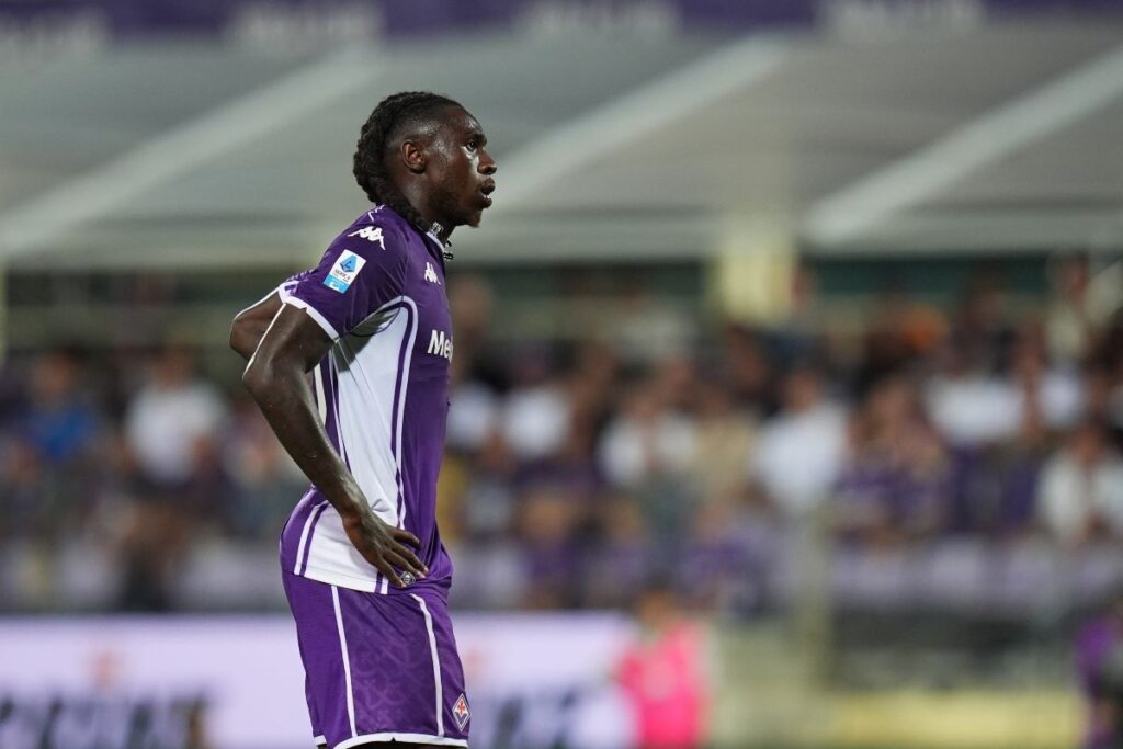 L'attaccante Moise Kean durante una partita della Fiorentina (LaPresse) - FiorentinaUno.com