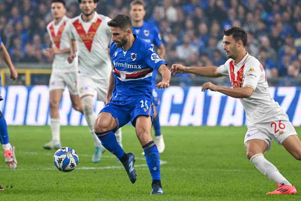Fabio Borini in campo con la Sampdoria