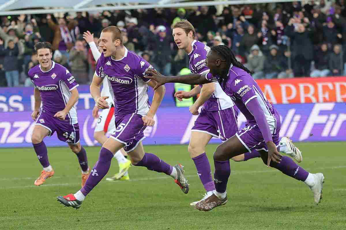 Pietro Comuzzo festeggia il gol al Milan (OneFootball) - FiorentinaUno.com