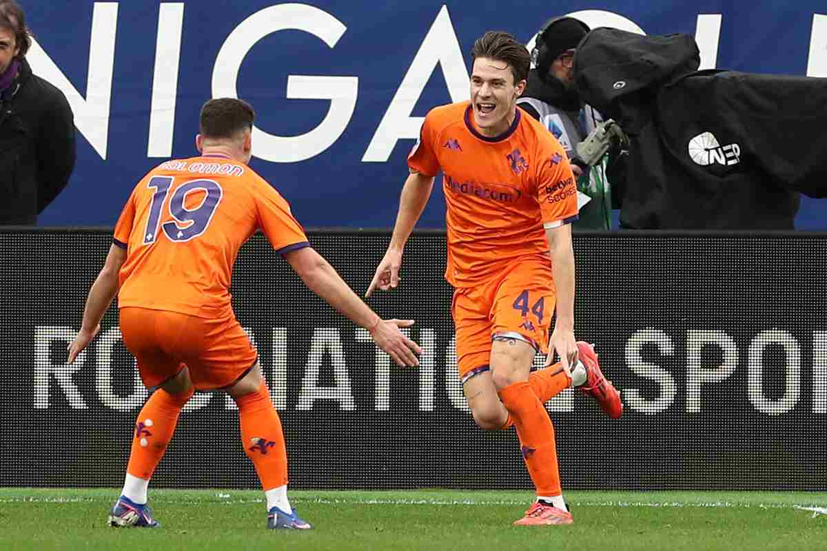 Nicolò Fagioli esulta dopo aver segnato al Como in Serie A (OneFootball) - FiorentinaUno.com