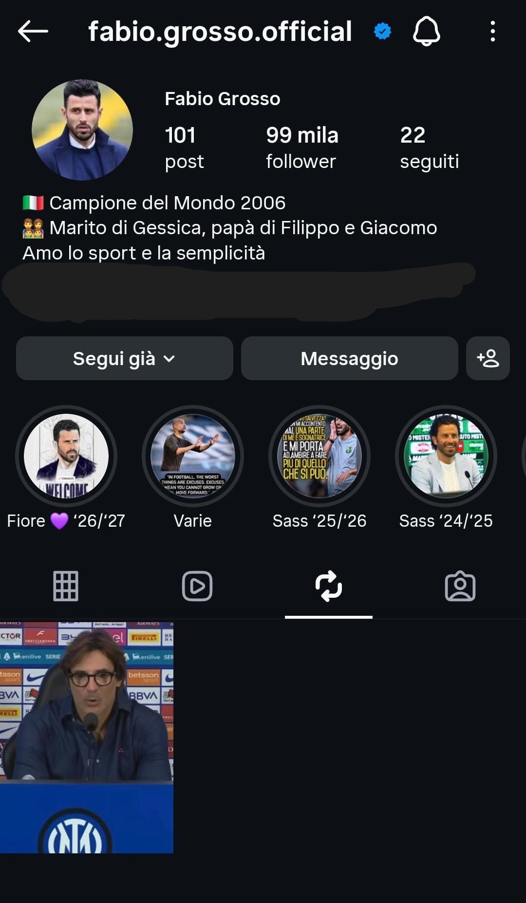 grosso sui social