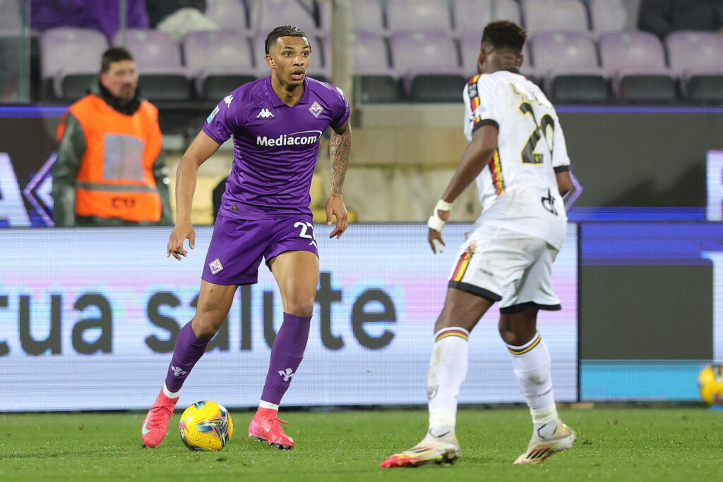 FLORENCE, ITALY - FEBRUARY 28: Cher Ndour of ACF Fiorentina in action during the Serie A match between Fiorentina and Lecce at Stadio Artemio Franchi