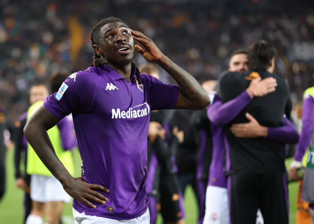 UDINE, ITALY - MAY 25: Moise Kean of Fiorentina at the end of the Serie A match between Udinese and Fiorentina